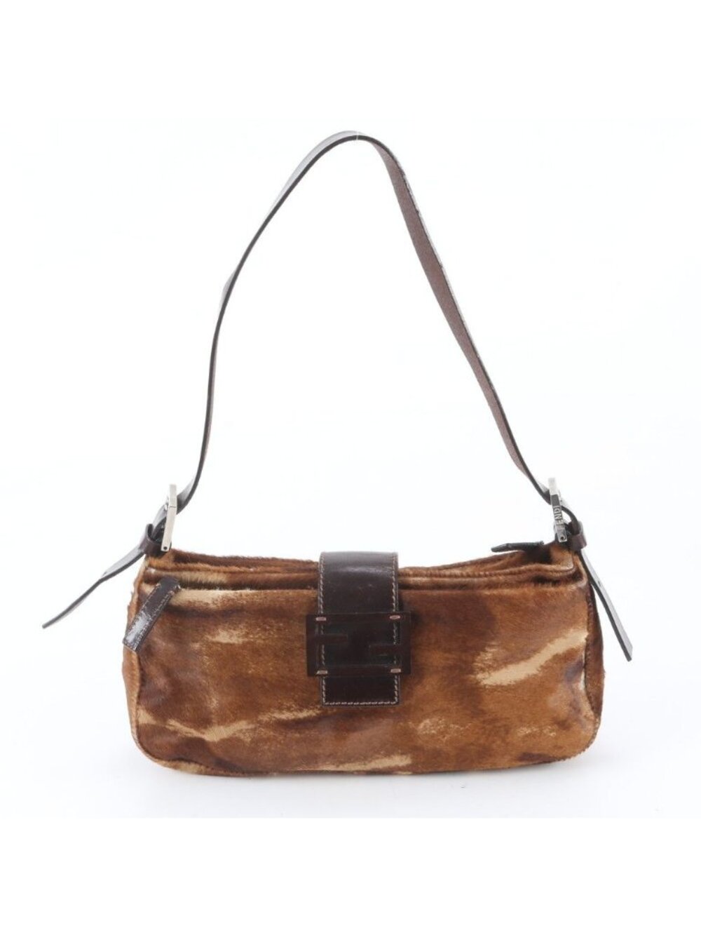 Fendi Mamma Baguette Bucket Calf Hair Leather Shoulder Bag